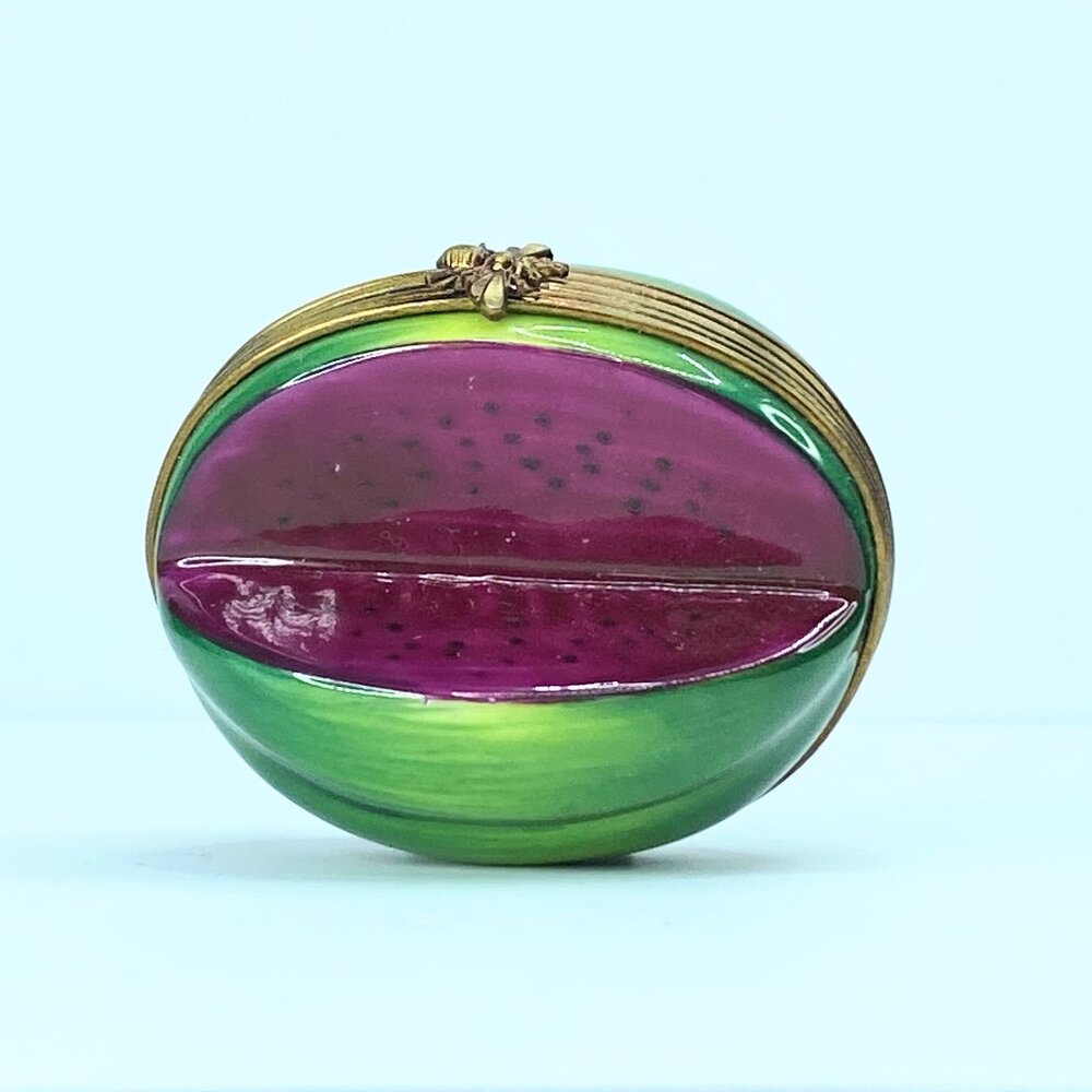 Limoges France Peint Main P.V. Watermelon Trinket Box A34